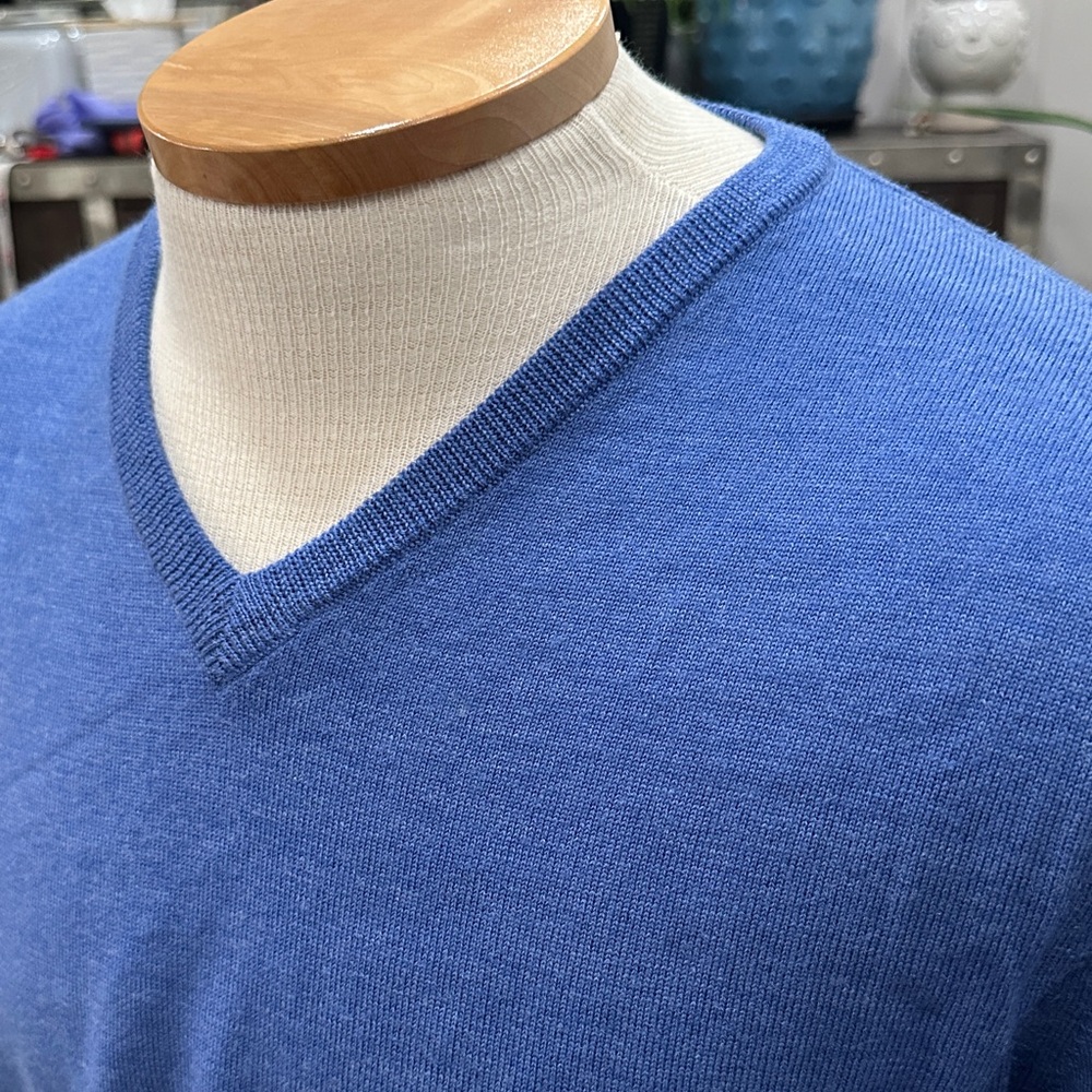 J. Crew Marino Wool Blue V-Neck Sweater for Men
